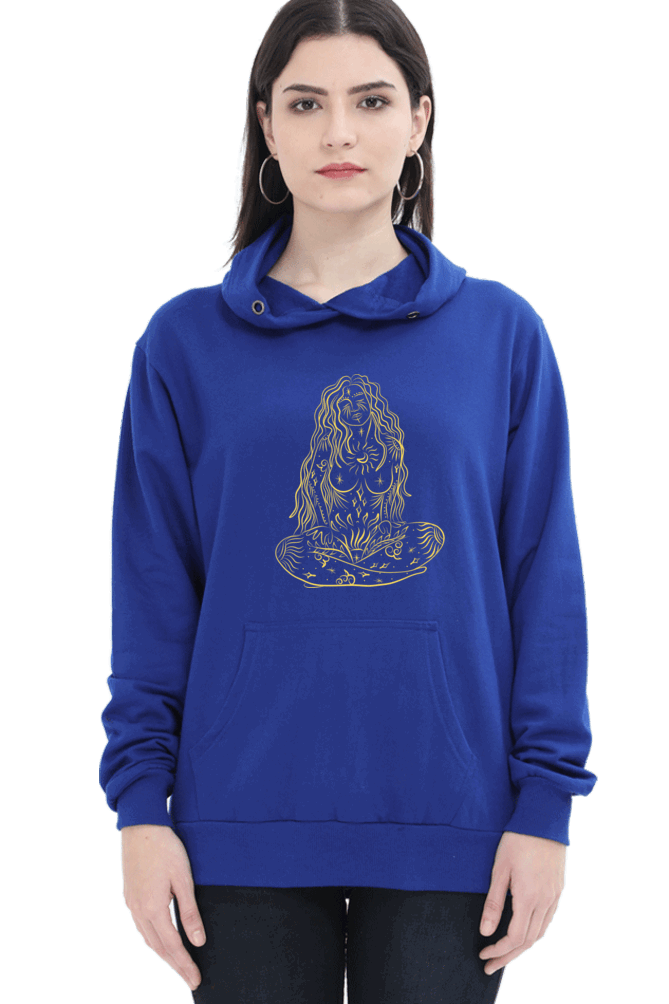 "Initiate Sartorial Opulence" - Unisex Hooded Sweatshirt for Girls and Women Royal Blue