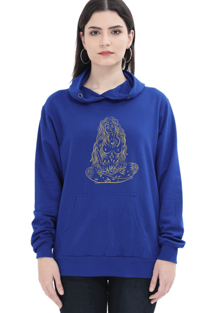 "Initiate Sartorial Opulence" - Unisex Hooded Sweatshirt for Girls and Women Royal Blue