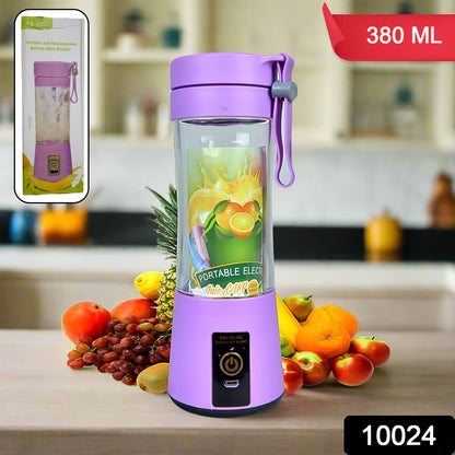 Portable Electric Usb Juice Maker Juicer Bottle Blender Grinder Mixer 4 Blades Rechargeable Bottle (380 Ml Mix Color)