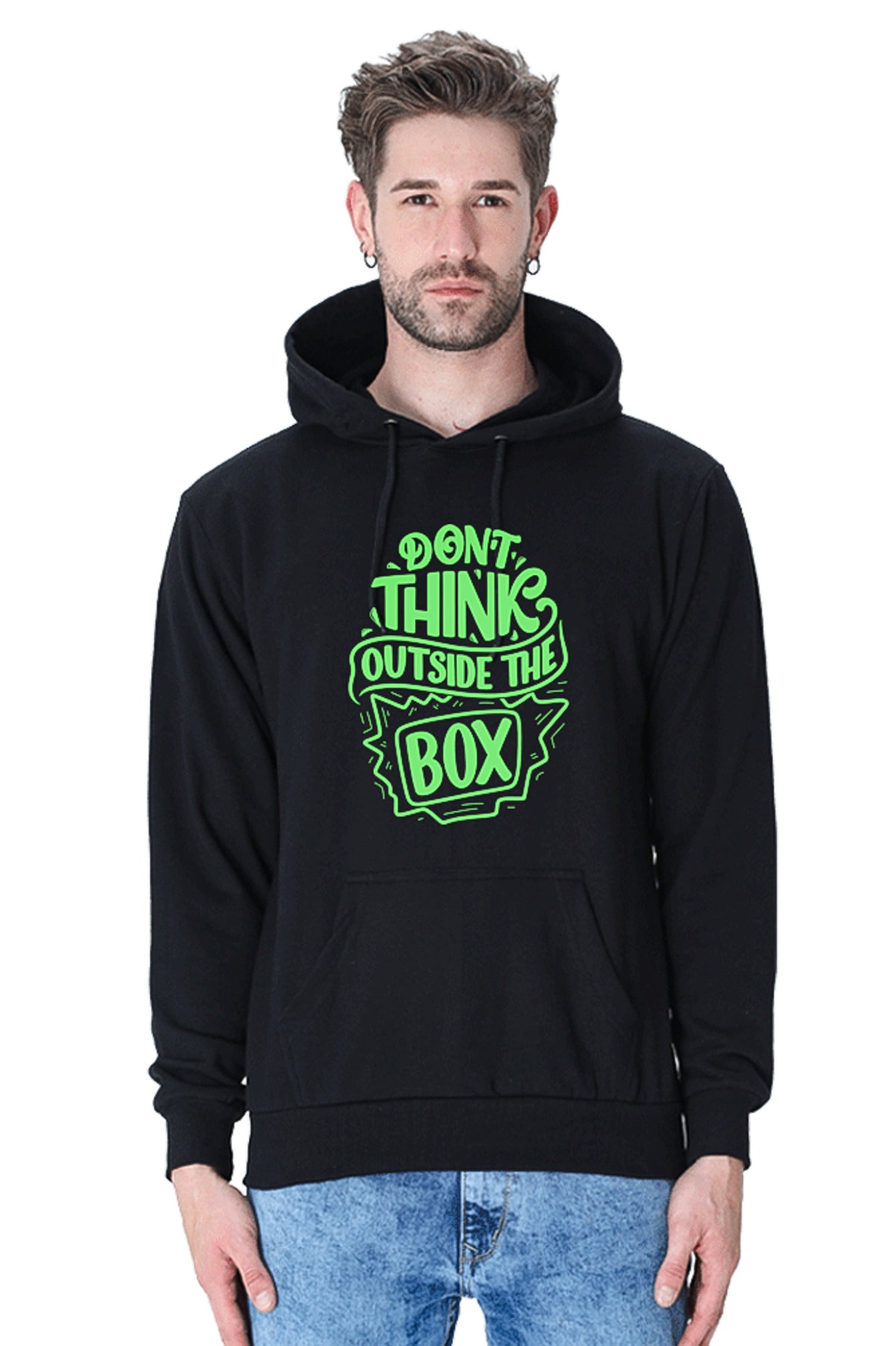 Hoodie Sweatshirt - Dont Think Outside the Box green printed