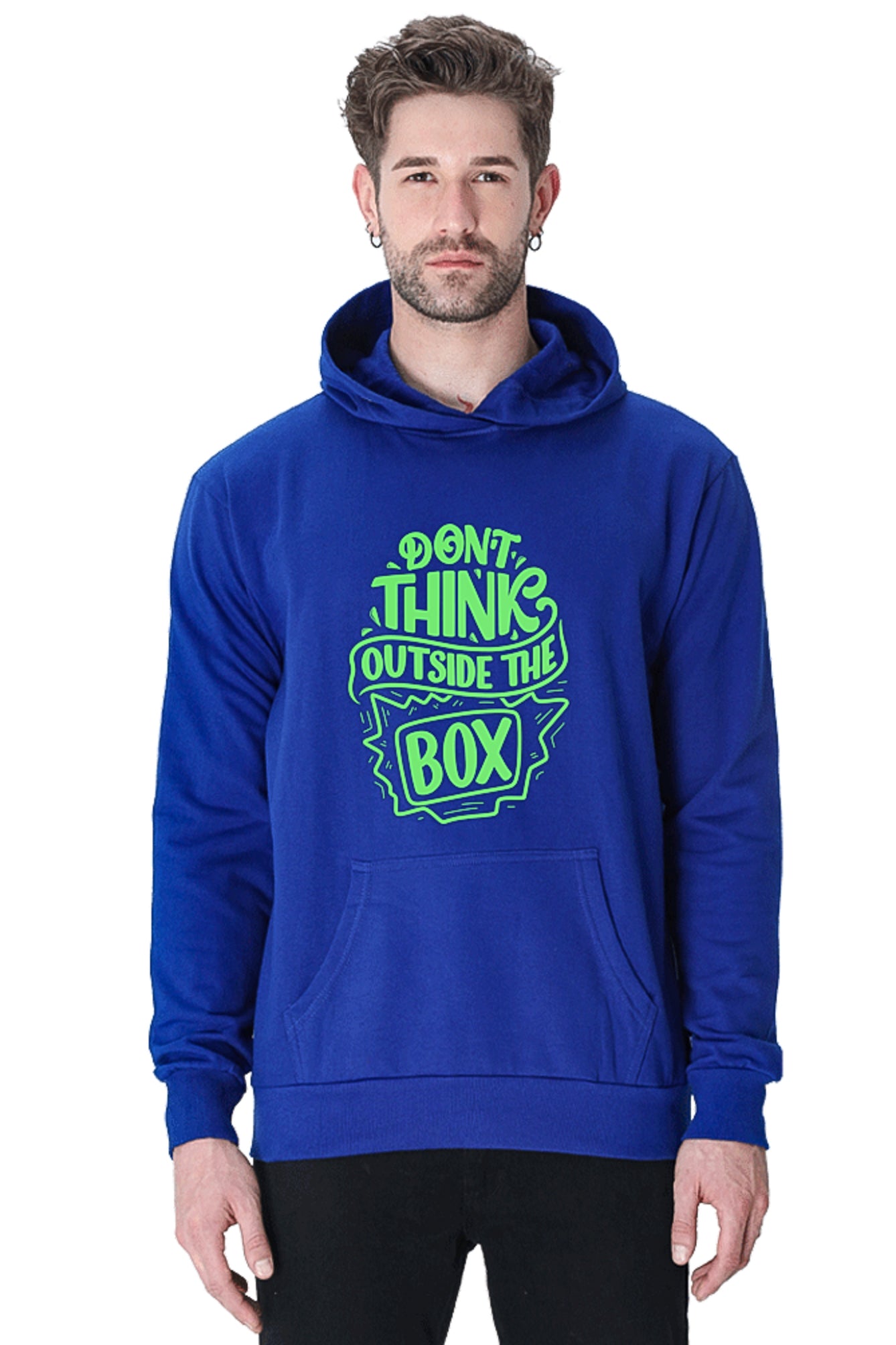 Hoodie Sweatshirt - Dont Think Outside the Box green printed