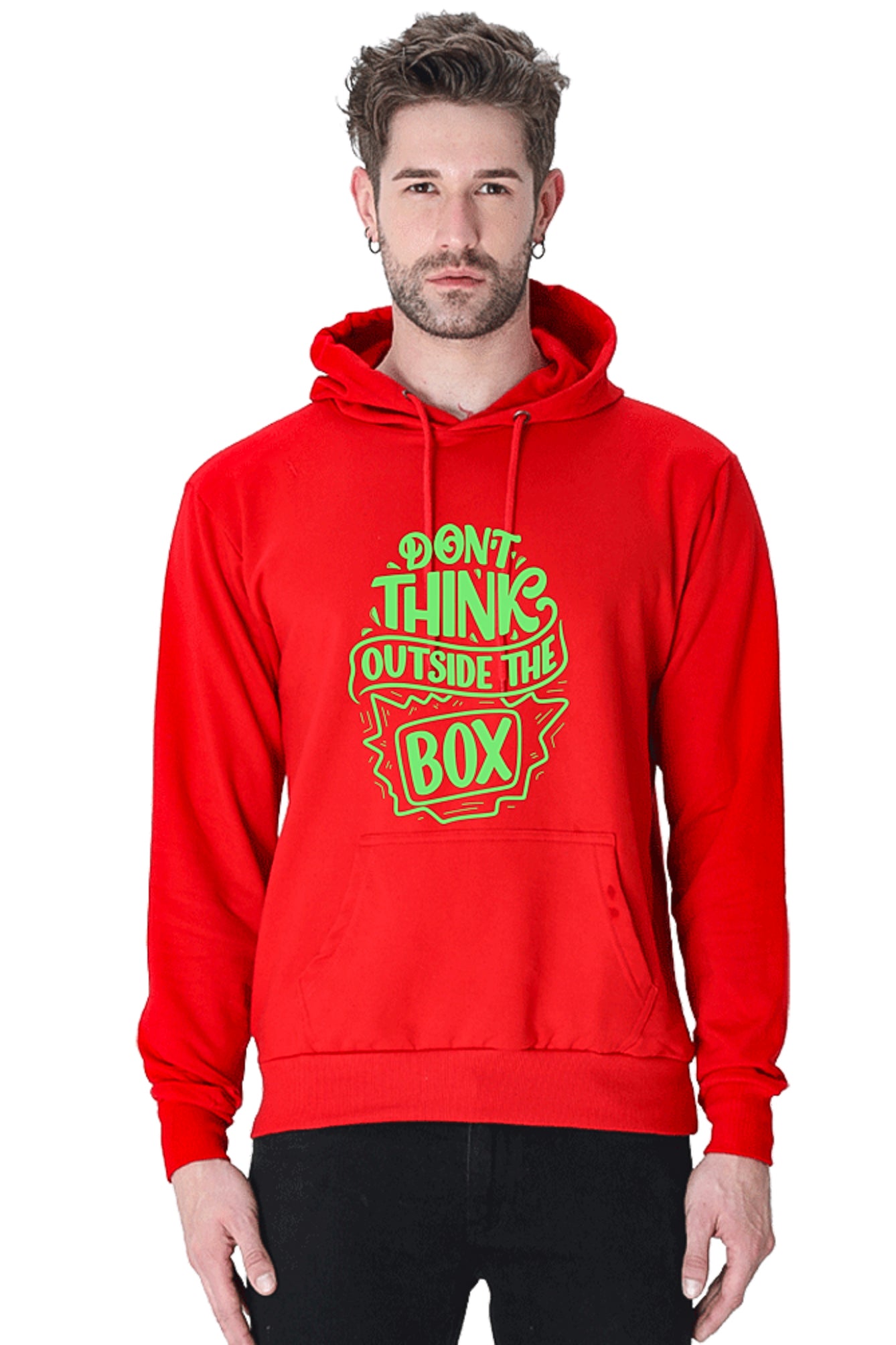 Hoodie Sweatshirt - Dont Think Outside the Box green printed