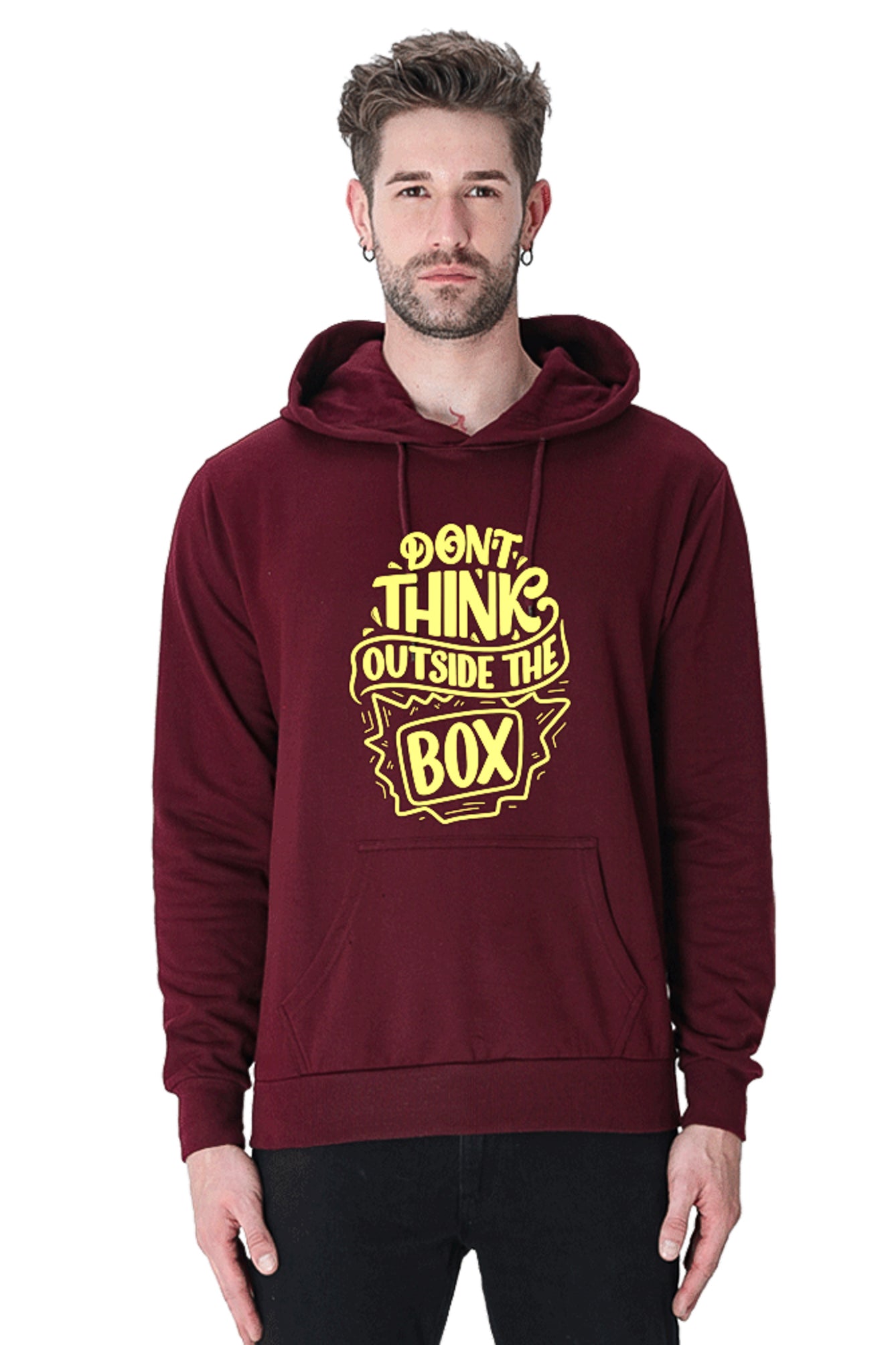 Hoodie Sweatshirt - Dont Think Outside the Box yellow printed