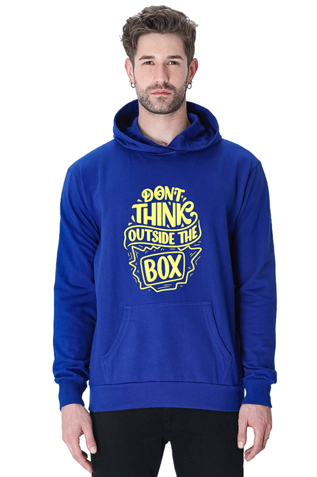 Hoodie Sweatshirt - Dont Think Outside the Box yellow printed