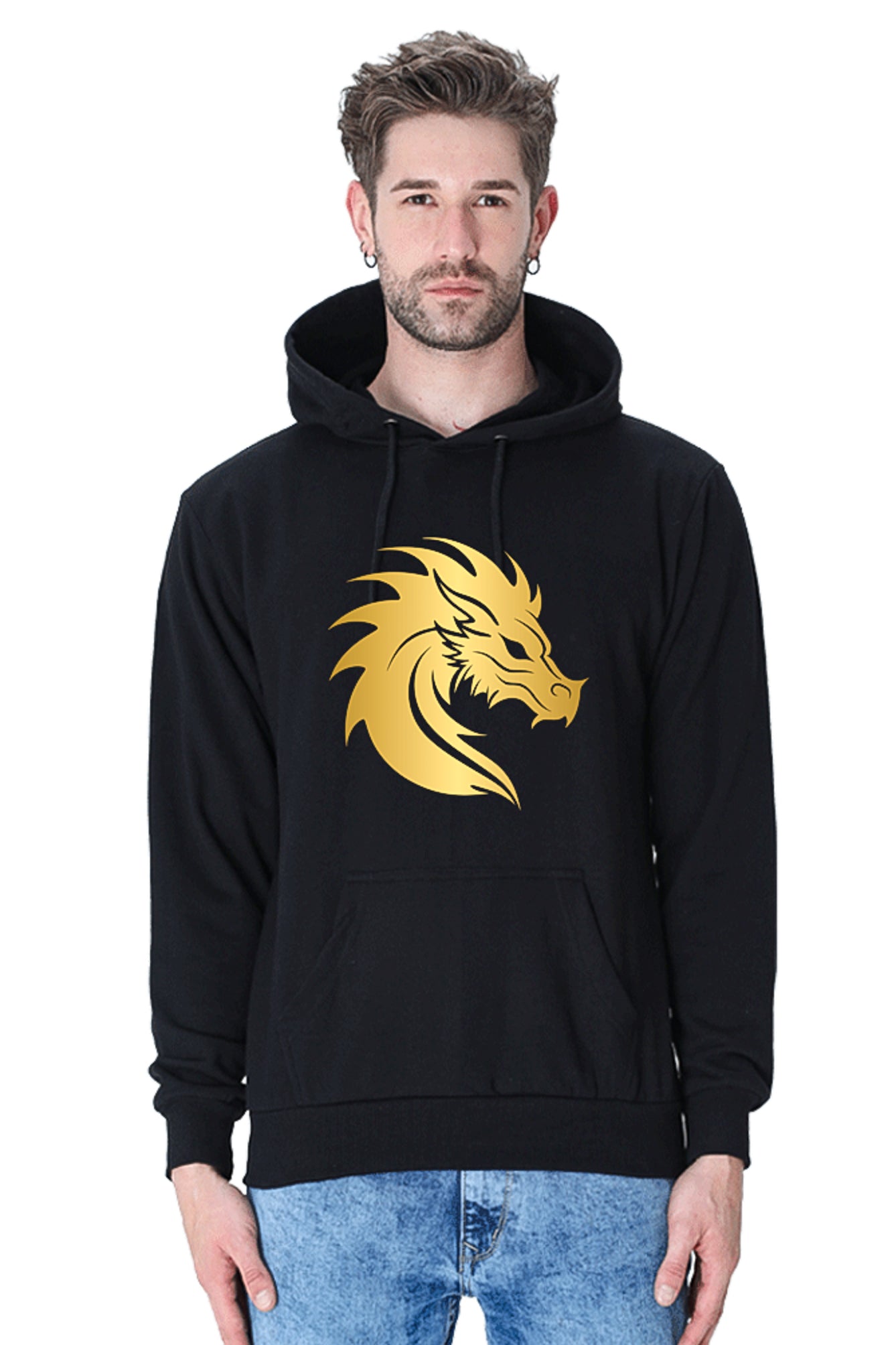 Hoodie Sweatshirt - Golden Dragon Vinyl Print