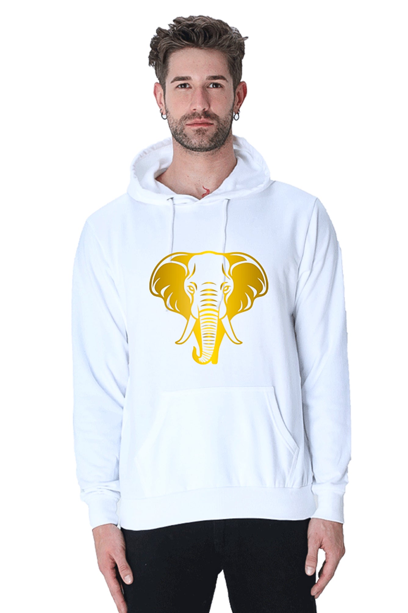 Hoodie Sweatshirt - Golden Elephant Vinyl Printed