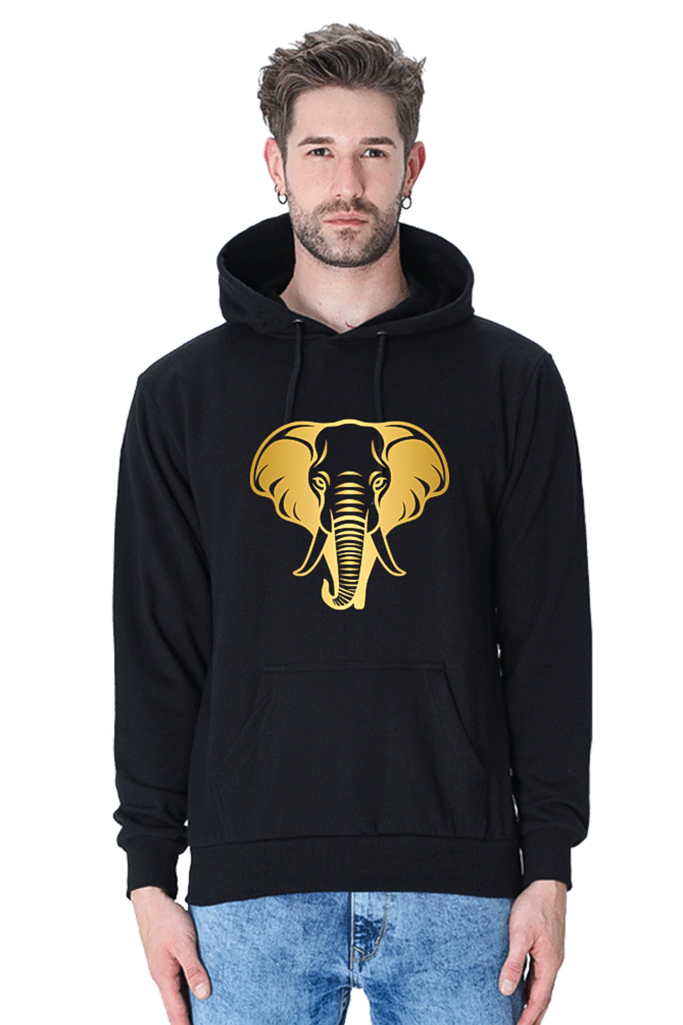 Hoodie Sweatshirt - Golden Elephant Vinyl Printed