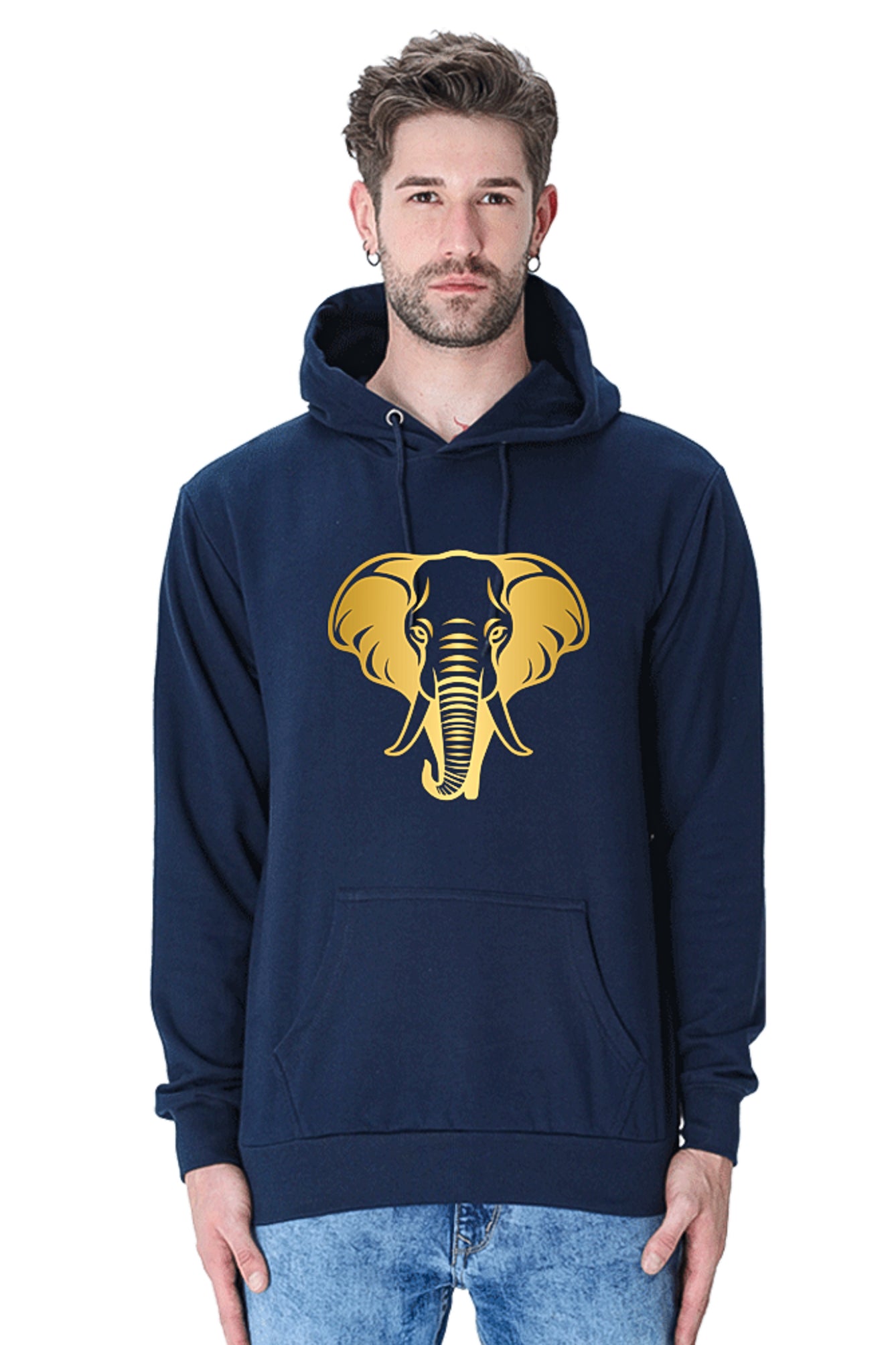 Hoodie Sweatshirt - Golden Elephant Vinyl Printed