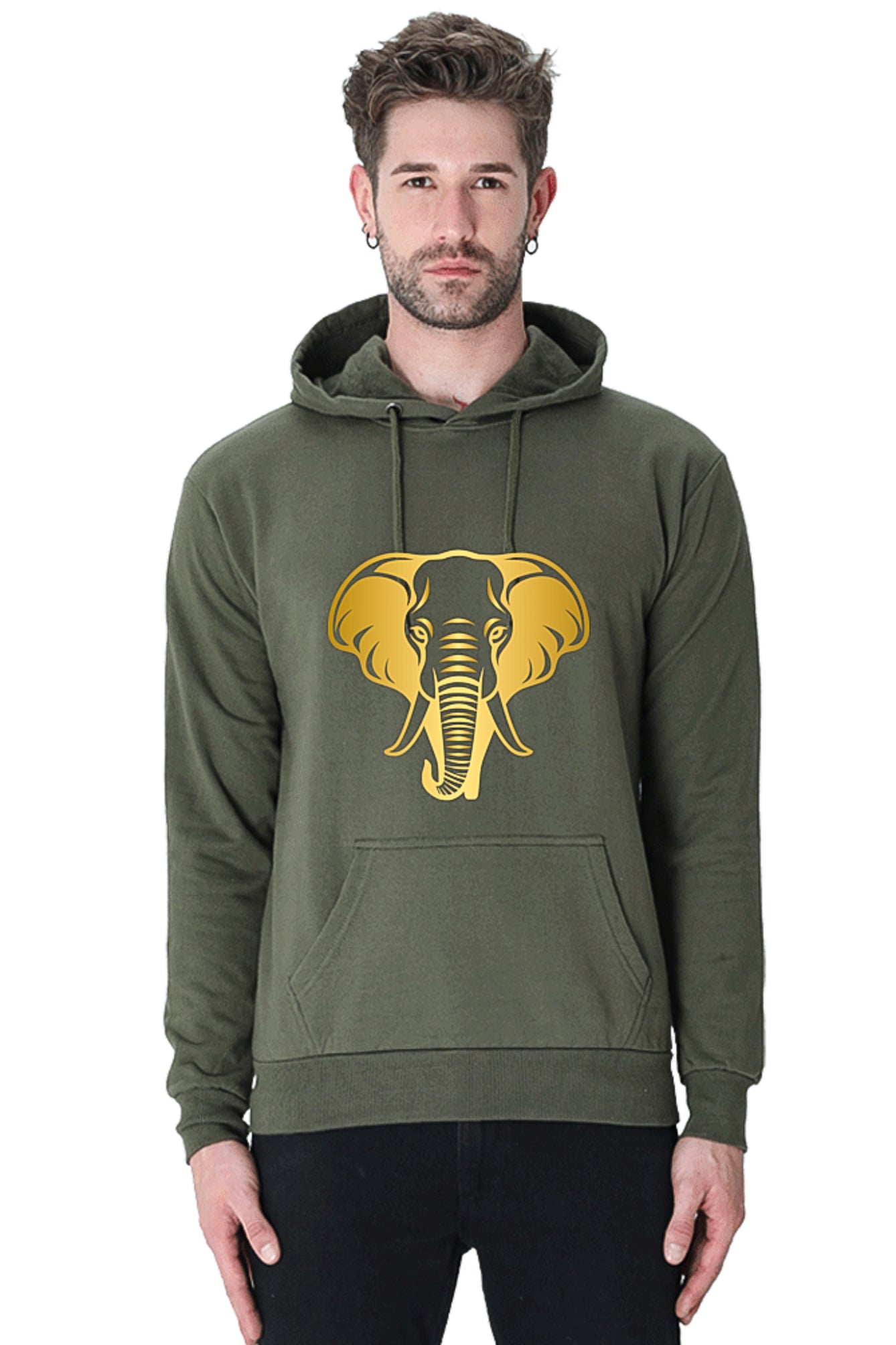 Hoodie Sweatshirt - Golden Elephant Vinyl Printed