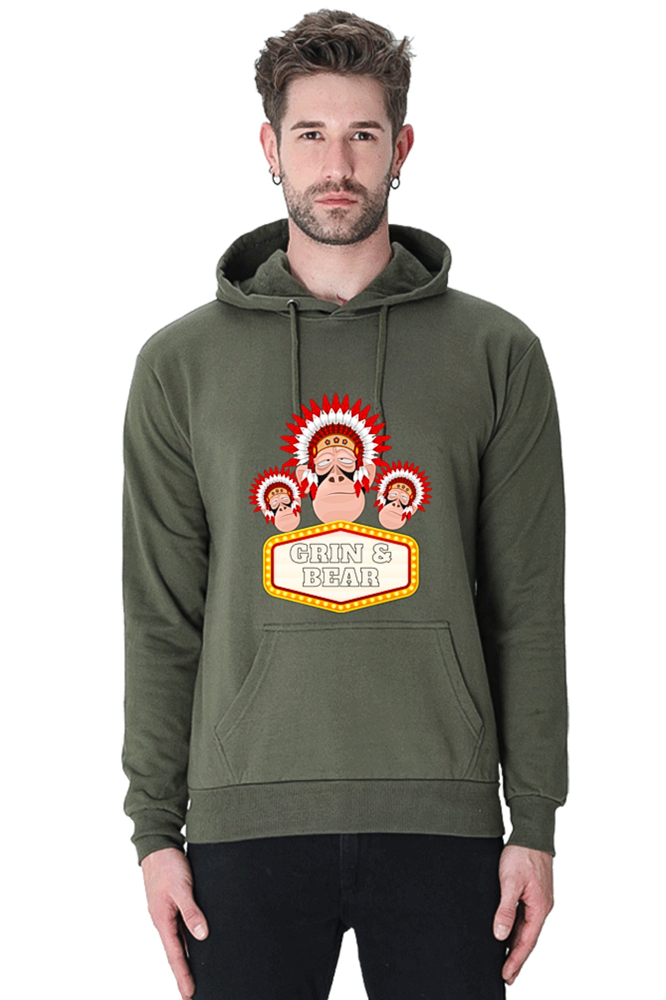 Hoodie Sweatshirt - Grin and Bear