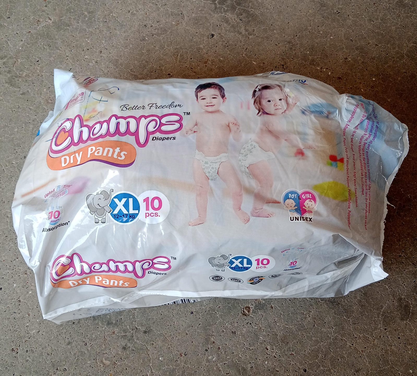 0969 Baby Diaper High Absorbent Pant Diapers Champs Soft And Dry Baby Diaper Pants Xl 10 Pcs (Extra Large Xl10 Pieces)