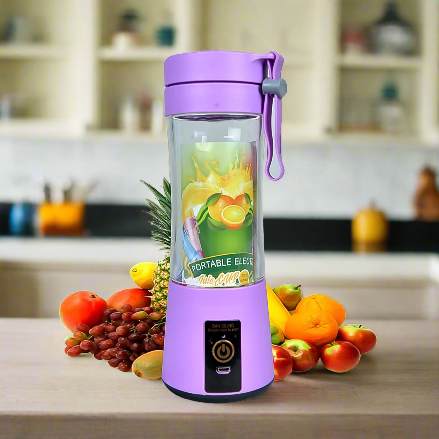 Portable Electric Usb Juice Maker Juicer Bottle Blender Grinder Mixer 4 Blades Rechargeable Bottle (380 Ml Mix Color)