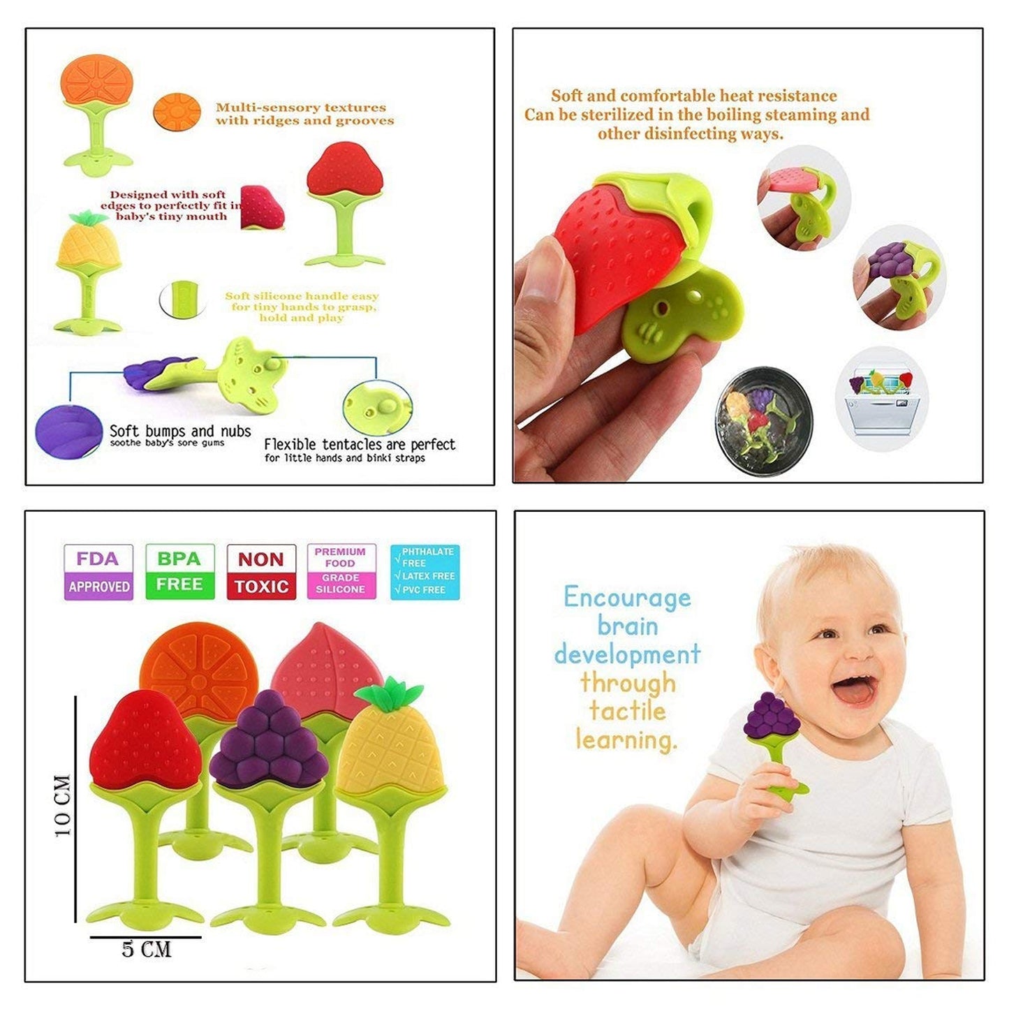 4490 Silicone Fruit Shape Teether Toy Food Grade Silicon Teether Use For Baby Toddlers Infants Children