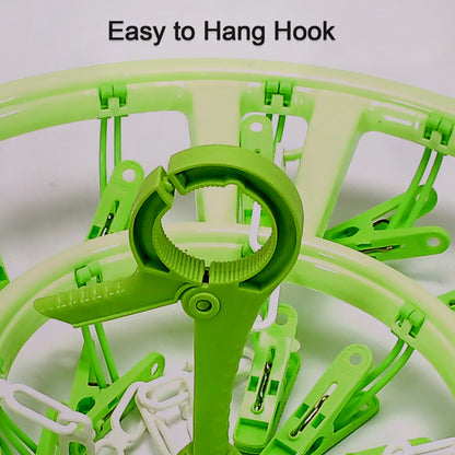 7287 Plastic Round Cloth Drying Hanging Hanger ( 15 Clips )