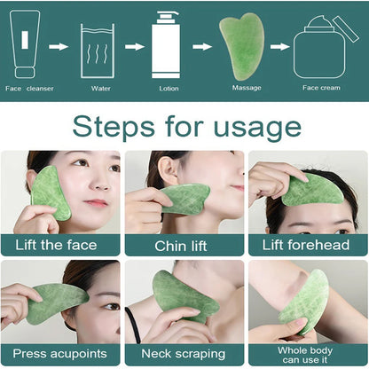 0318 Gua Sha Stone And Anti Aging Jade Roller Massager For Face Massage Natural Face Skincare Massager Face Roller Massager For Women Face Shaper Jade Roller And Gua Sha Set For Glowing Skin