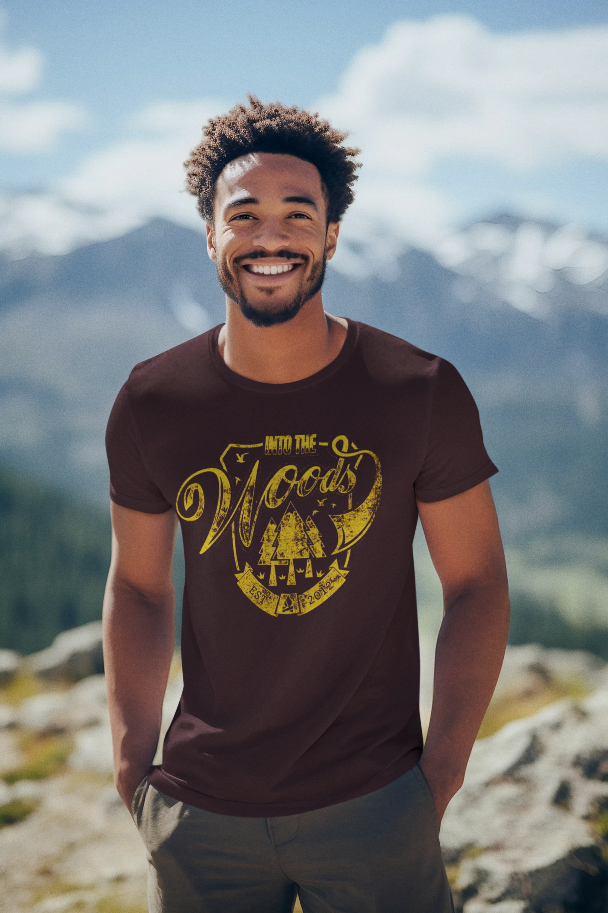 Wood's Men's T Shirts Coffee Brown