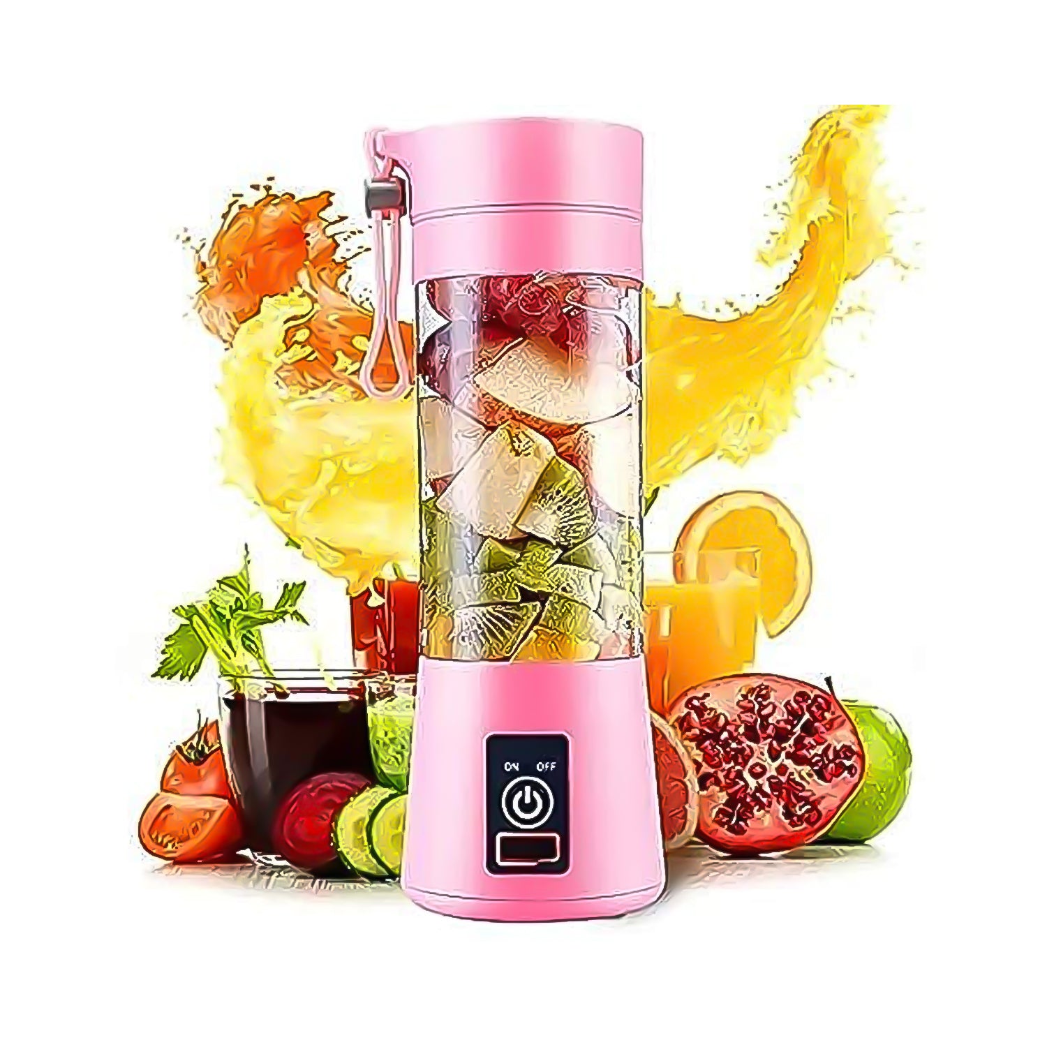 Portable Electric Usb Juice Maker Juicer Bottle Blender Grinder Mixer 4 Blades Rechargeable Bottle (380 Ml Mix Color)