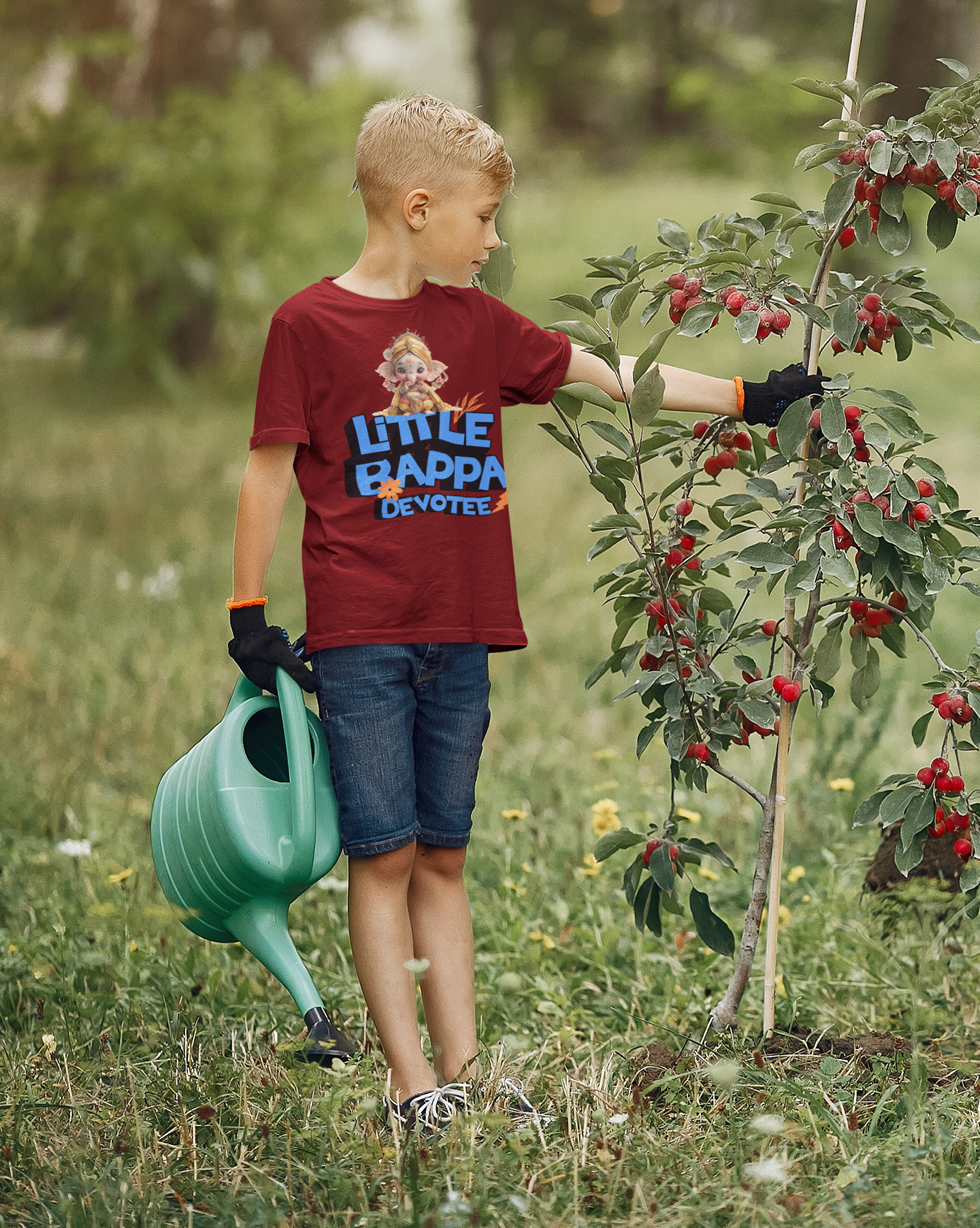 Little Bappa Devotee Ganesh Chaturthi Boy's T Shirts