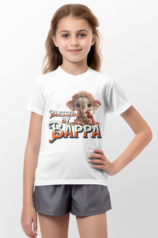 Blessed By Bappa Ganesh Chaturthi Girl's T Shirts