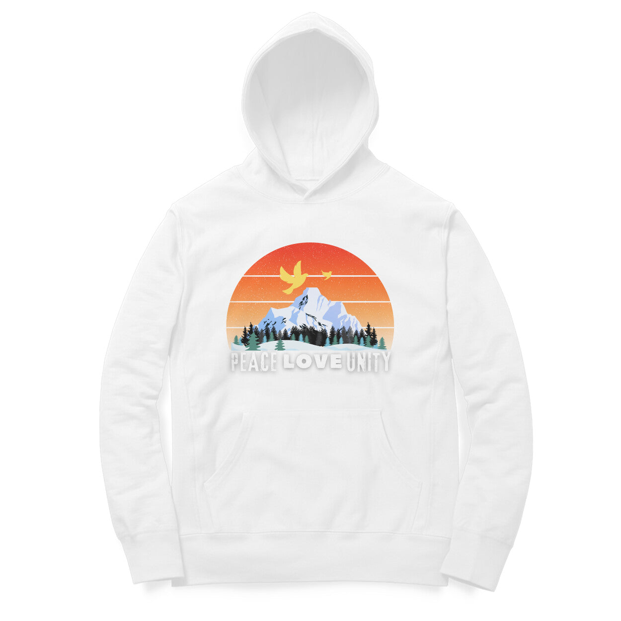 Peace Love Unity Hoodie for Men White