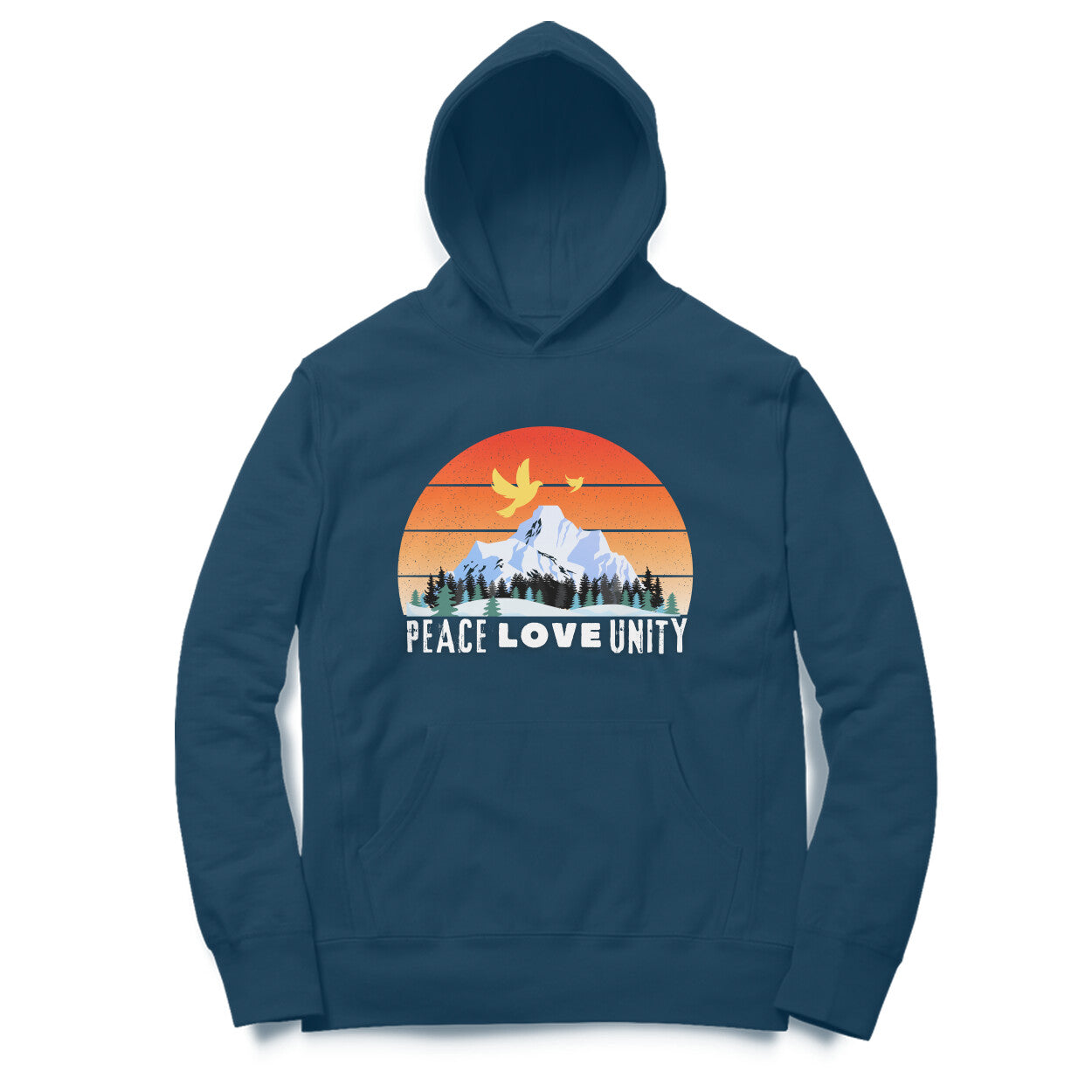 Peace Love Unity Hoodie for Men Navy Blue