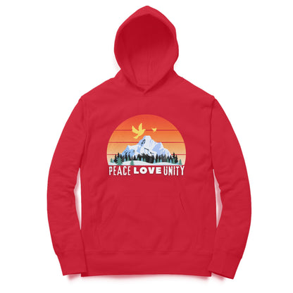 Peace Love Unity Hoodie for Men Red