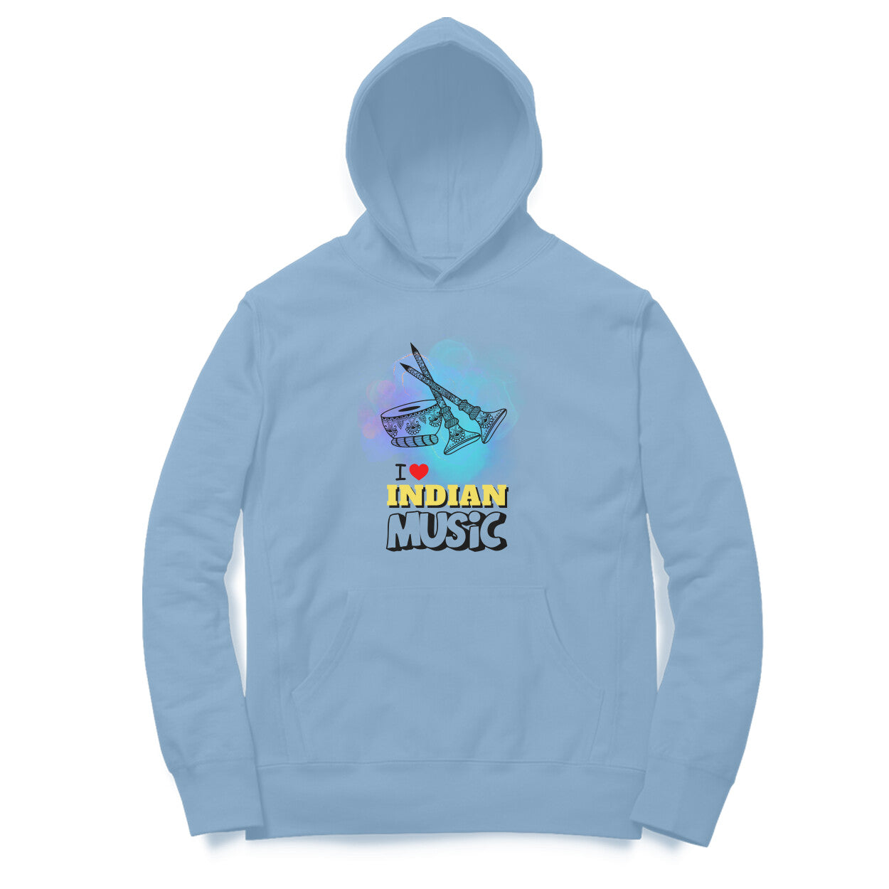 I Love Indian Music Hoodie Baby Blue