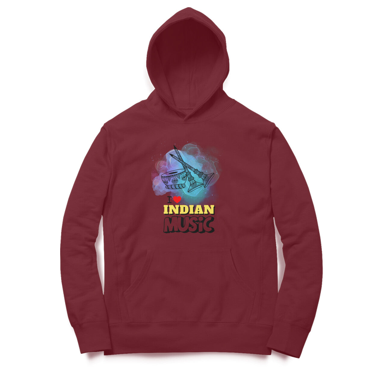 I Love Indian Music Hoodie Maroon