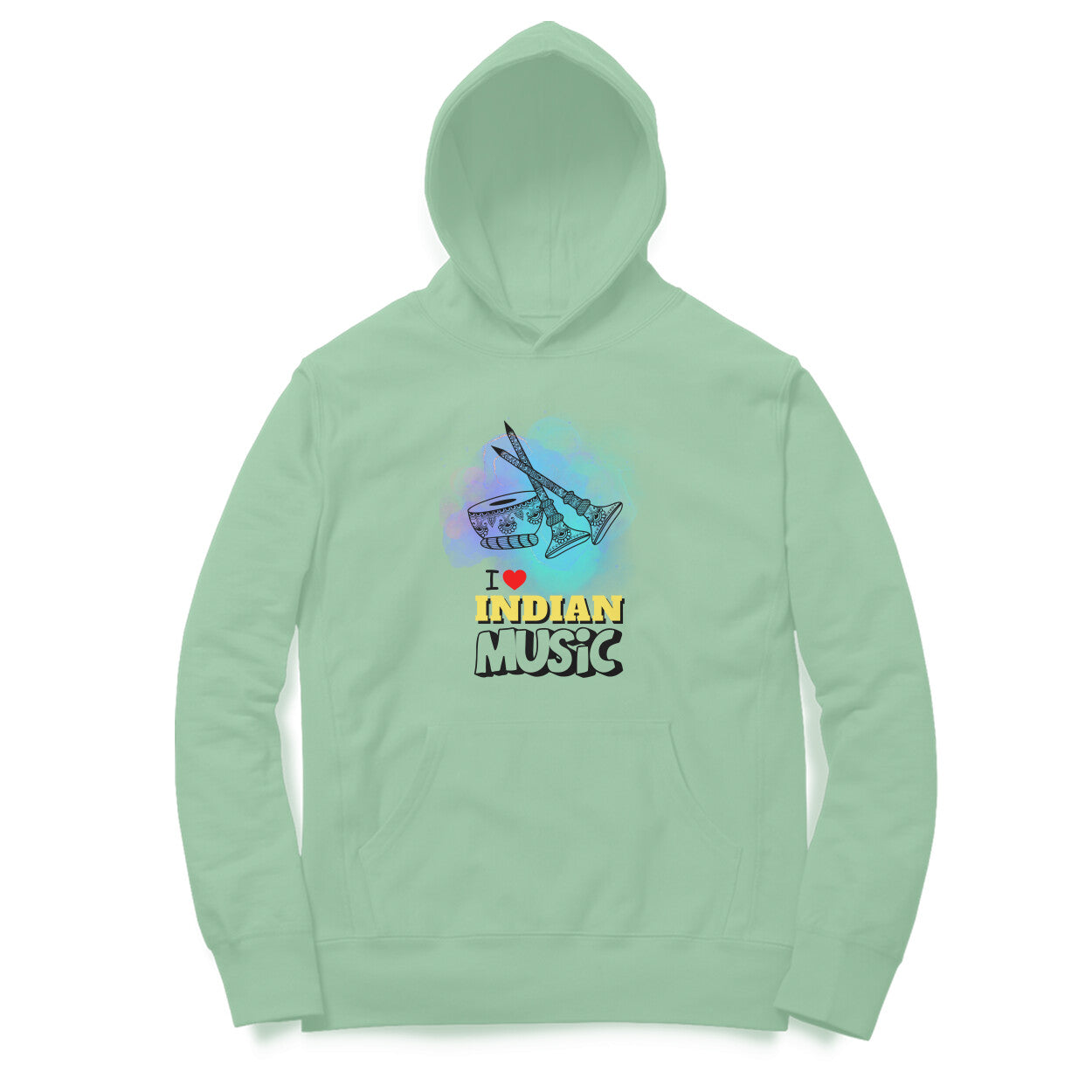 I Love Indian Music Hoodie Mint Green