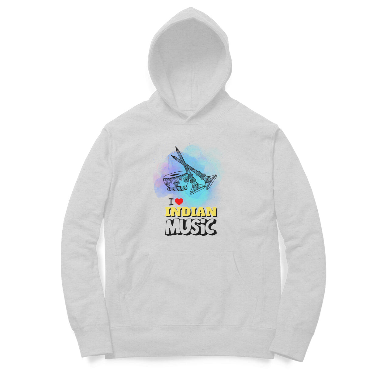 I Love Indian Music Hoodie Melange Grey