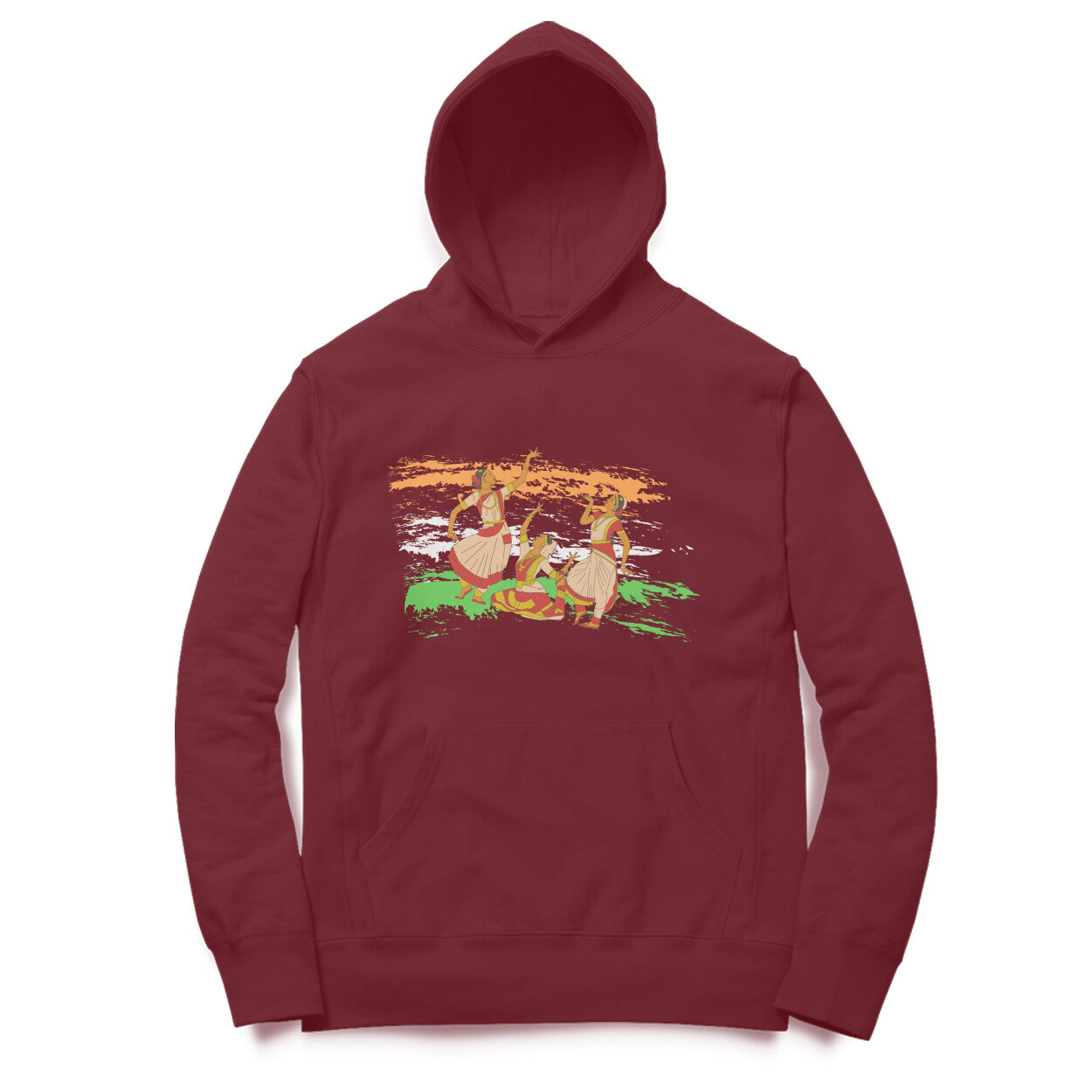 Indian Dance Art Hoodie Maroon