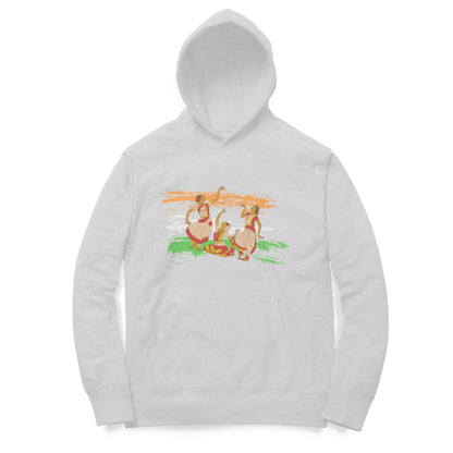 Indian Dance Art Hoodie Melange Grey