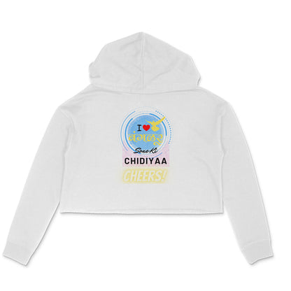 I Love Bengaluru Yellow Crop Hoodie White