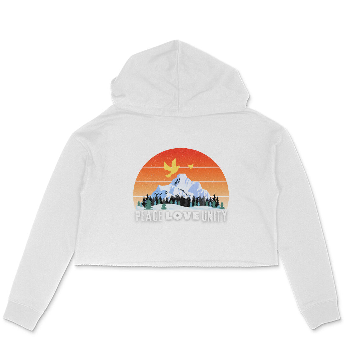 Peace Love Unity Women Crop Hoodie White