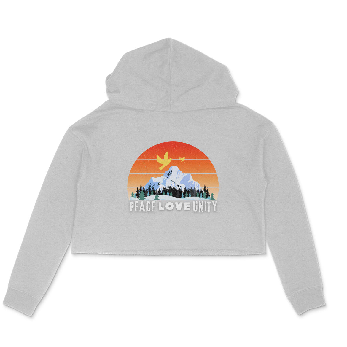 Peace Love Unity Women Crop Hoodie Melange Grey