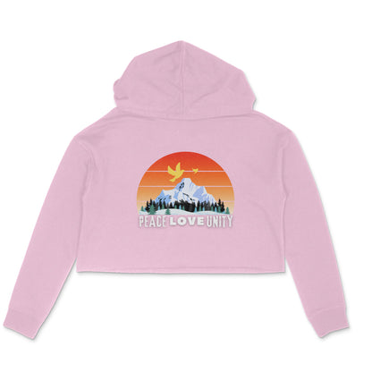 Peace Love Unity Women Crop Hoodie Light Pink