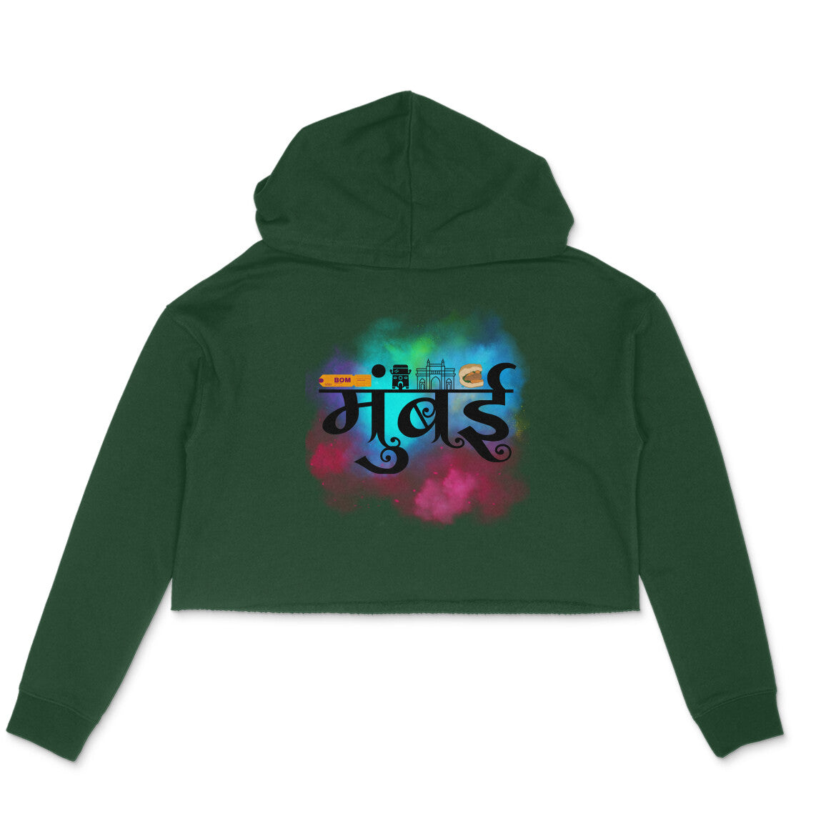 Mumbai Women's Crop Hoodie Olive Green