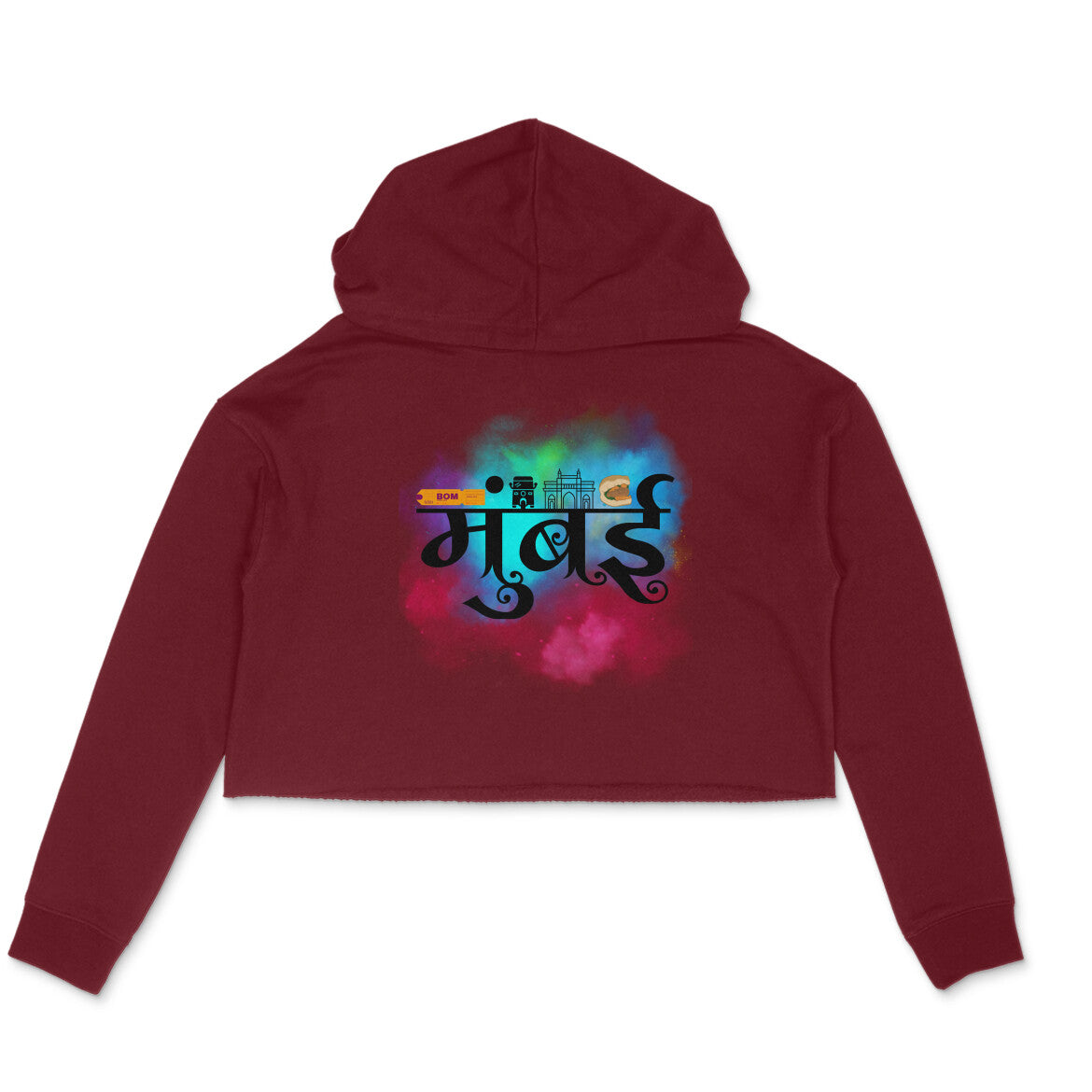 Mumbai Women's Crop Hoodie Maroon