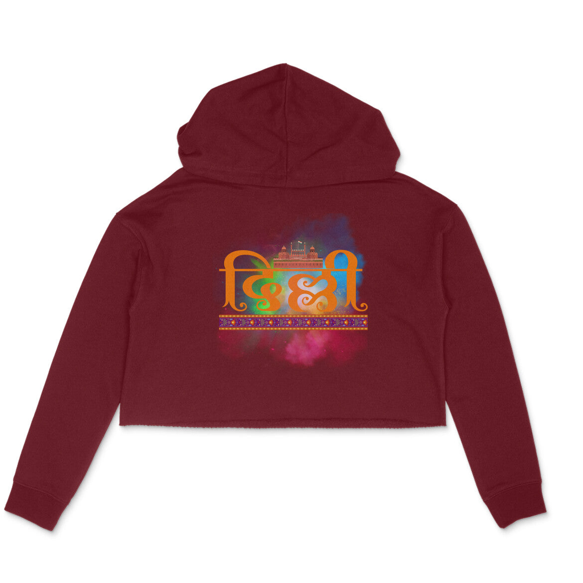 Delhi Women's Crop Hoodie Maroon