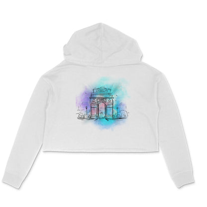 India Gate Women's Crop Hoodie White