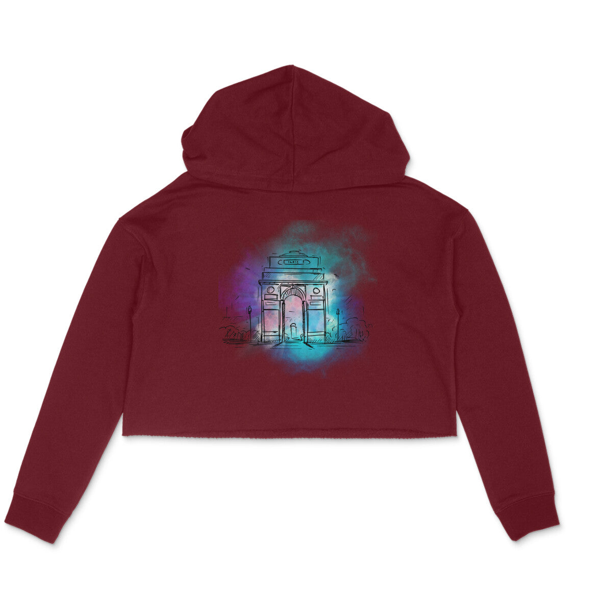 India Gate Women's Crop Hoodie Maroon