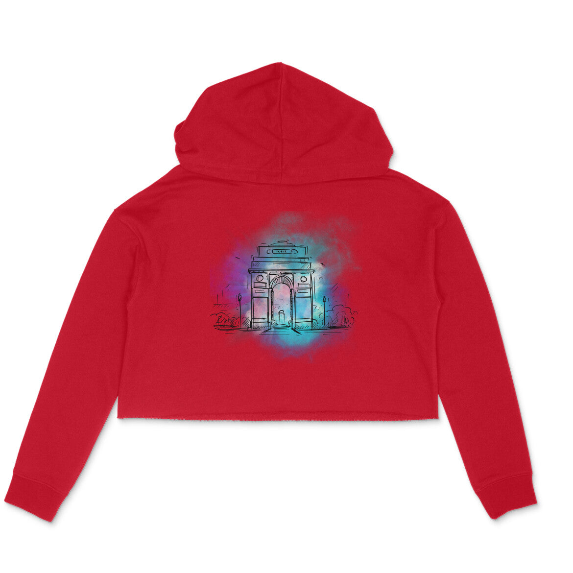 India Gate Women's Crop Hoodie Red