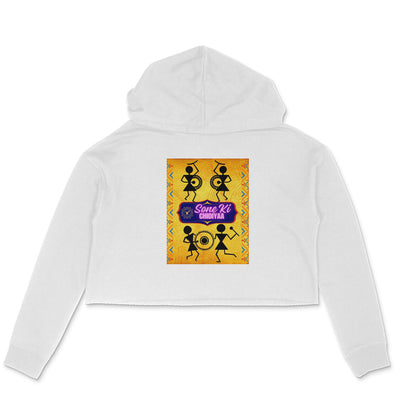 Tribal Dance Women's Crop Hoodie White