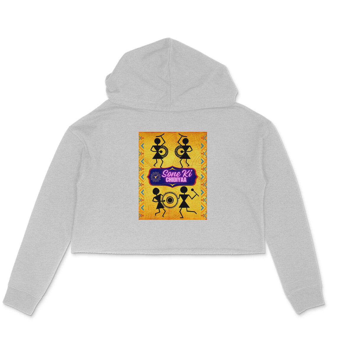 Tribal Dance Women's Crop Hoodie Melange Grey