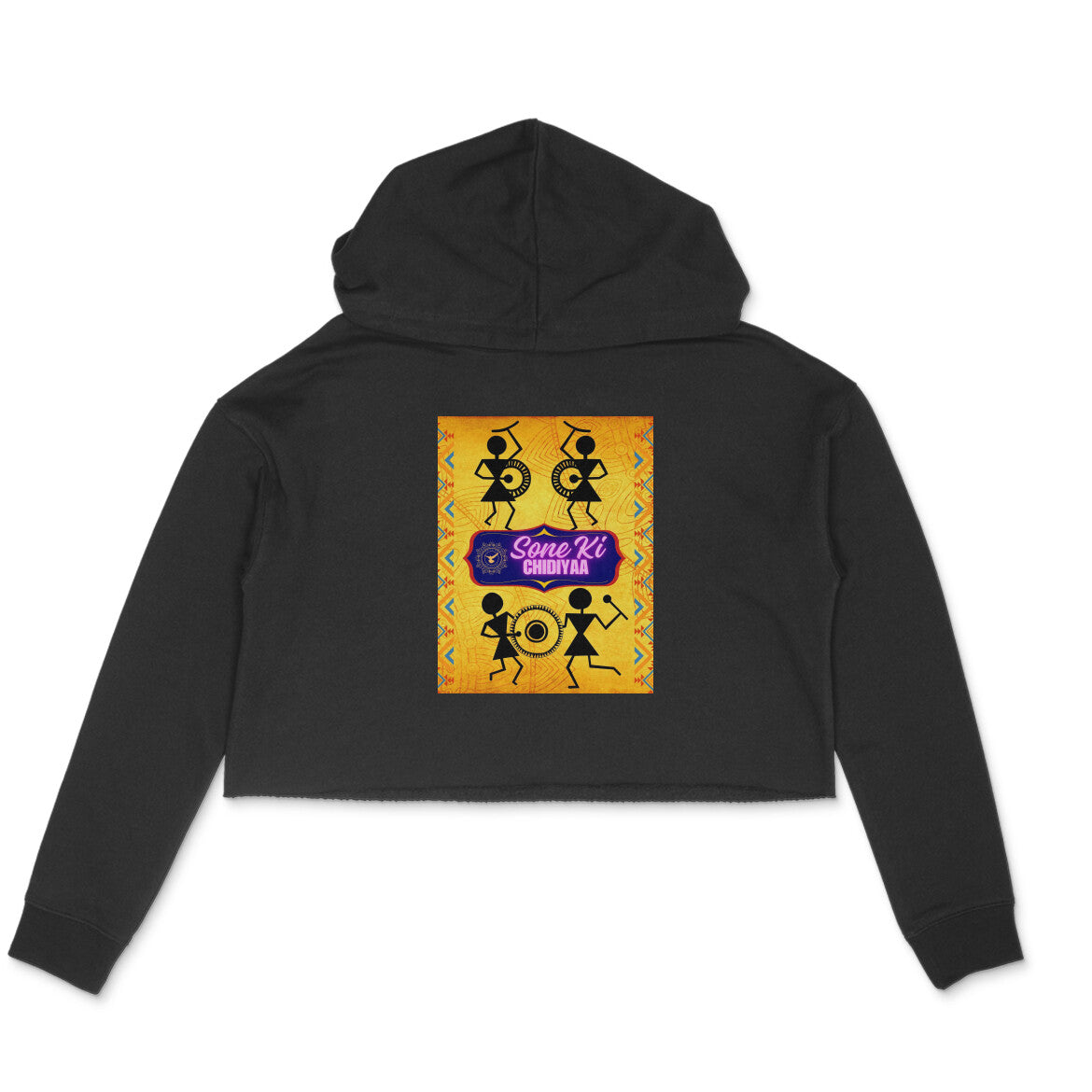 Tribal Dance Women's Crop Hoodie Black