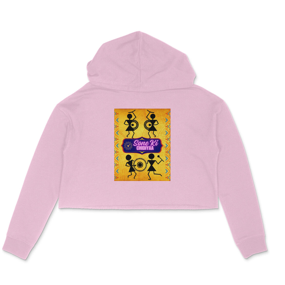 Tribal Dance Women's Crop Hoodie Light Pink