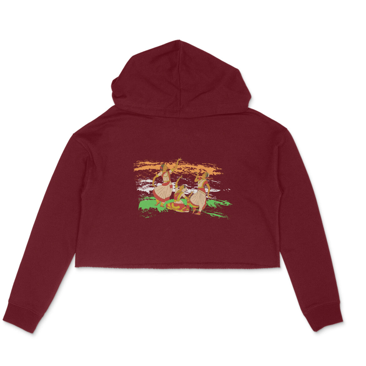 Indian Dance Crop Hoodie Maroon