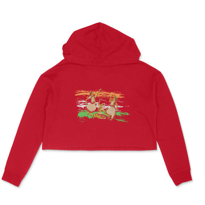 Indian Dance Crop Hoodie Red