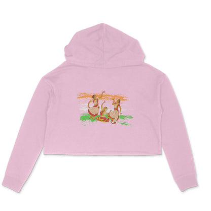 Indian Dance Crop Hoodie Light Pink