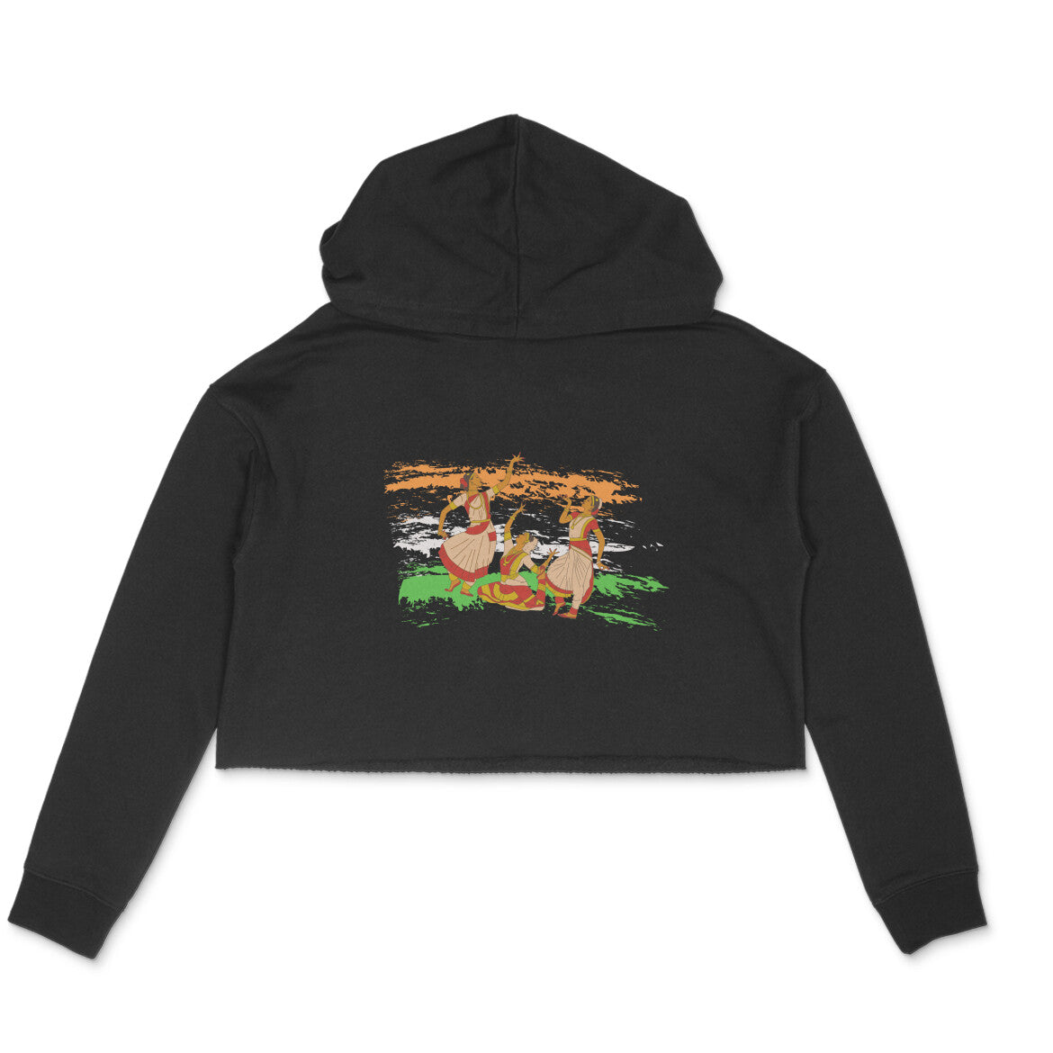 Indian Dance Crop Hoodie Black